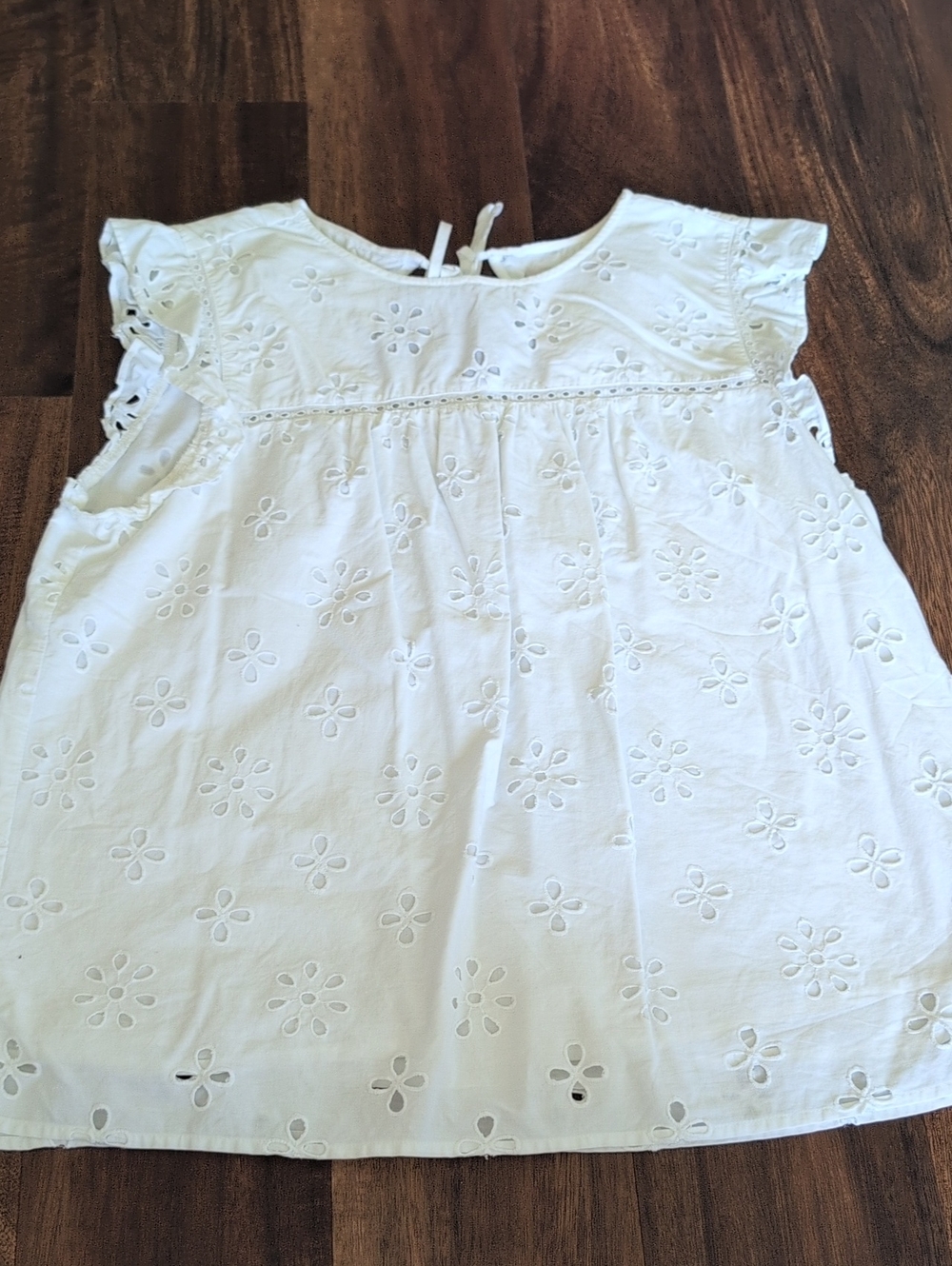 LOFT White Eyelet Flutter Sleeve Camisole Top
